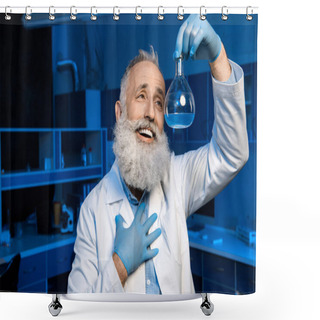 Personality  Grey Haired Scientist Holding Flask Shower Curtains