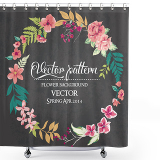 Personality  Set Of Flowers Arranged Un A Shape Of The Wreath Vector Design Shower Curtains