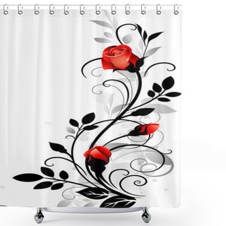 Personality  Ornament With Roses Shower Curtains