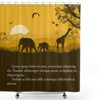 Personality  Wild African Animals Silhouettes Poster Shower Curtains