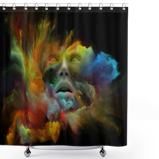 Personality  Mind Fog Series. Abstract Design Made Of 3D Rendering Of Human Face Morphed With Fractal Paint On The Subject Of Inner World, Dreams, Emotions, Imagination And Creative Mind Shower Curtains
