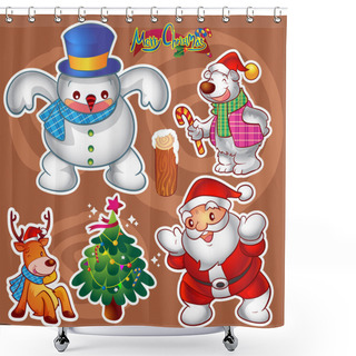 Personality  Christmas Cartoon Elements Shower Curtains