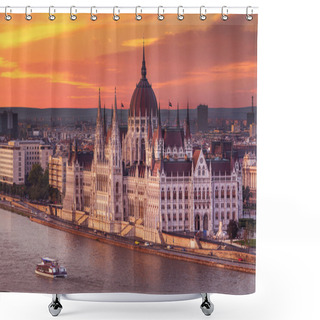 Personality   Panorama Of Budapest Parliamnet Shower Curtains
