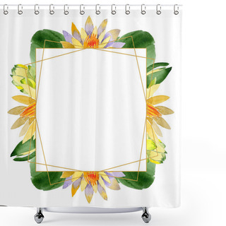Personality  Yellow Lotus. Floral Botanical Flower. Wild Spring Leaf Wildflower Isolated. Watercolor Background Illustration Set. Watercolour Drawing Fashion Aquarelle Isolated. Frame Border Ornament Square. Shower Curtains