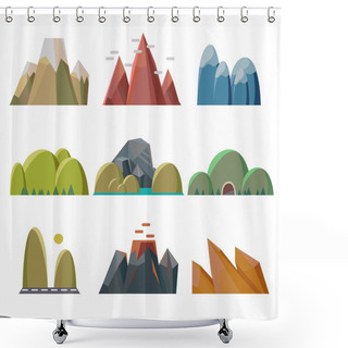 Personality  Set Of Vector Mountains Shower Curtains