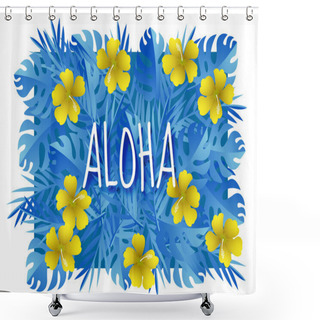 Personality  Paper Art With Invitation Card Of Aloha Summer Season Template Design, Border Frame Vector Shower Curtains