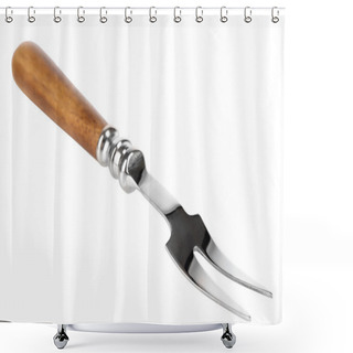 Personality  Fork With Two Prongs Isolated On White Shower Curtains