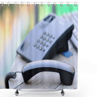 Personality  Telephone On The Desk And Space Shower Curtains