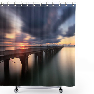 Personality  The Long Wooden Bridge Shower Curtains
