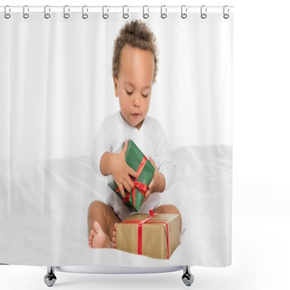 Personality  African American Toddler With Gifts Shower Curtains