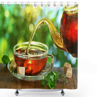 Personality  Cup Of Tea And Teapot. Shower Curtains