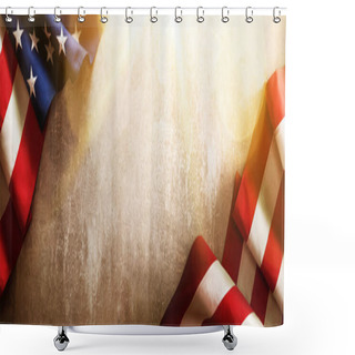 Personality  Flag United States Of America On Sunny Background Shower Curtains