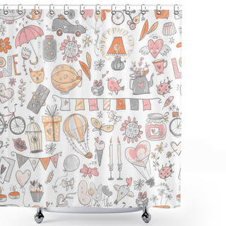 Personality  Cute Fall In Love Seamless Pattern Shower Curtains