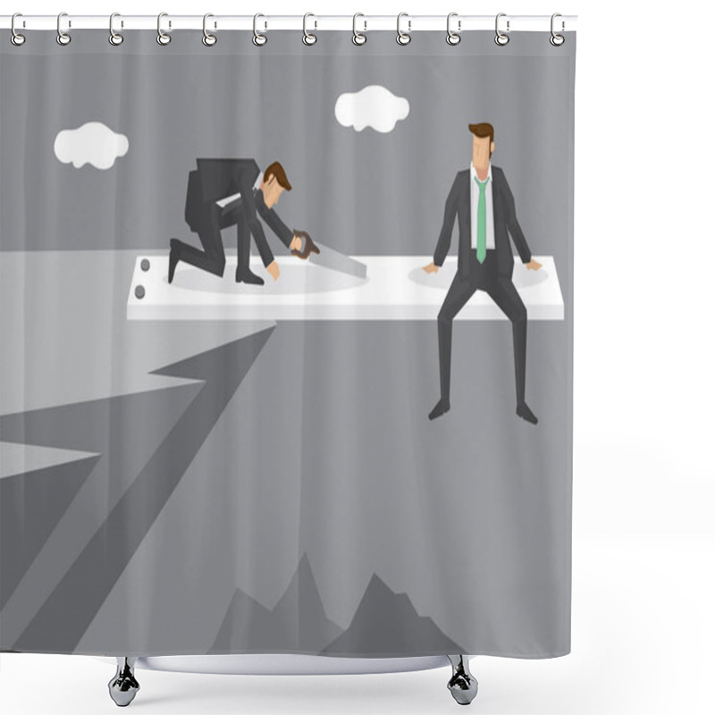 Personality  Businessman In Vulnerable Position Vector Illustration Shower Curtains