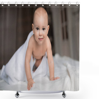 Personality  Baby Boy With White Towel Shower Curtains