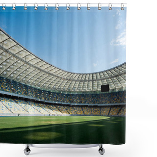 Personality  Grassy Football Pitch At Stadium At Sunny Day With Blue Sky Shower Curtains
