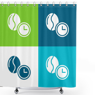 Personality  Bean Flat Four Color Minimal Icon Set Shower Curtains