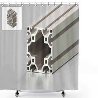 Personality  Aluminium Construction Profile 60x60 Lying On A Reflective Surface - 3d Rendering Shower Curtains