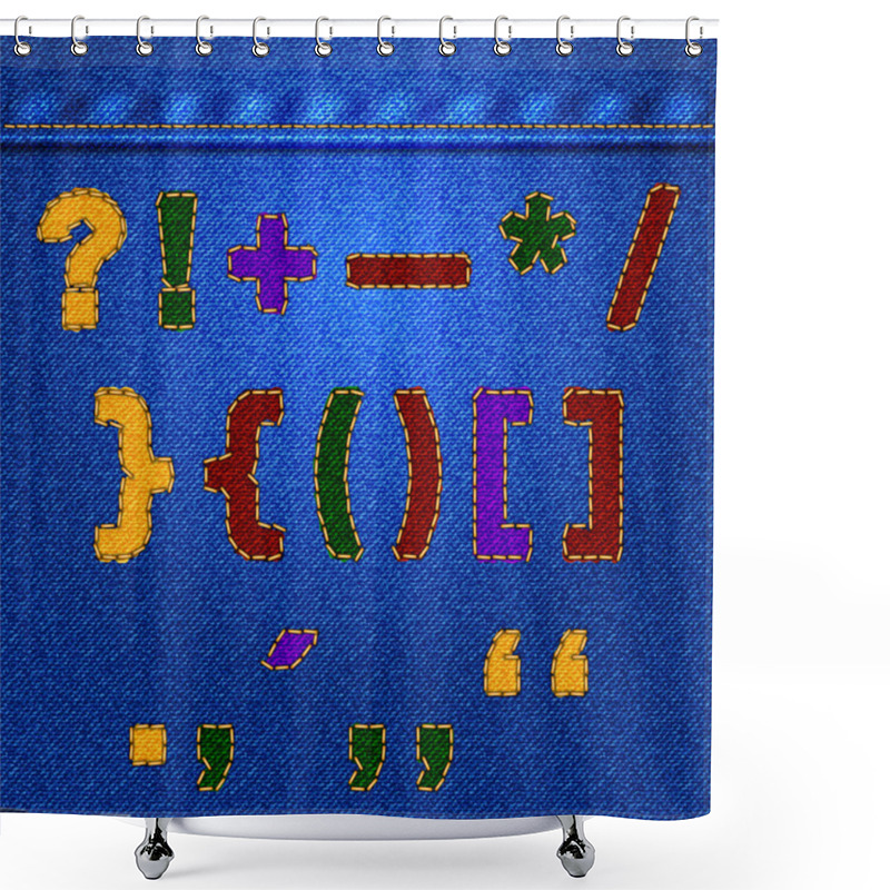 Personality  Vector jeans punctuation marks and signs shower curtains