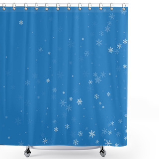 Personality  Sparse Snowfall Abstract Random Scatter On Blue Background Vector Illustration Shower Curtains
