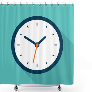 Personality  Clock Icon In Flat Style, Timer On Blue Background. Business Watch. Vector Design Element For You Project Shower Curtains