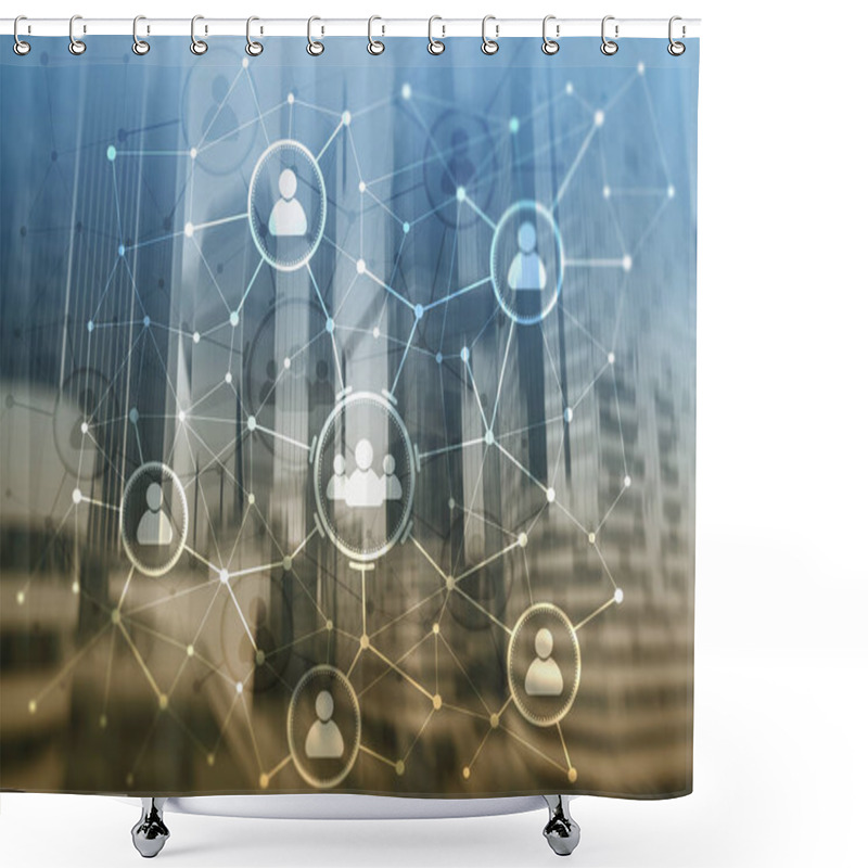 Personality  People Relation And Organization Structure. Social Media. Business And Communication Technology Concept Shower Curtains