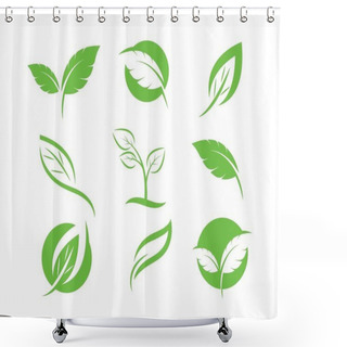 Personality  Logos Of Green Leaf Ecology Nature Element Vector Shower Curtains