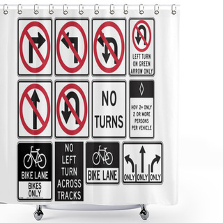 Personality  Road Signs In The United States. R3 Series: Lane Usage And Turns Shower Curtains