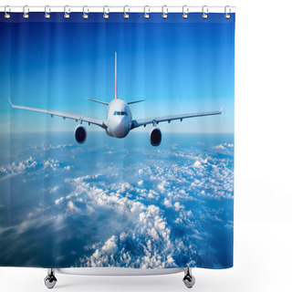 Personality  Passenger Airliner In The Sky Shower Curtains