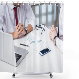 Personality  Businessmen Discussing Charts  Shower Curtains