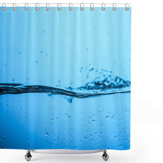 Personality  Flowing Water Background With Bubbles And Drops, Isolated On Blue Shower Curtains