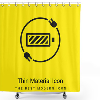 Personality  Battery Status Minimal Bright Yellow Material Icon Shower Curtains
