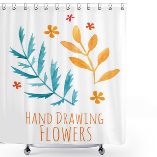 Personality  Watercolor Hand Drawing Sprigs With Leaves Shower Curtains
