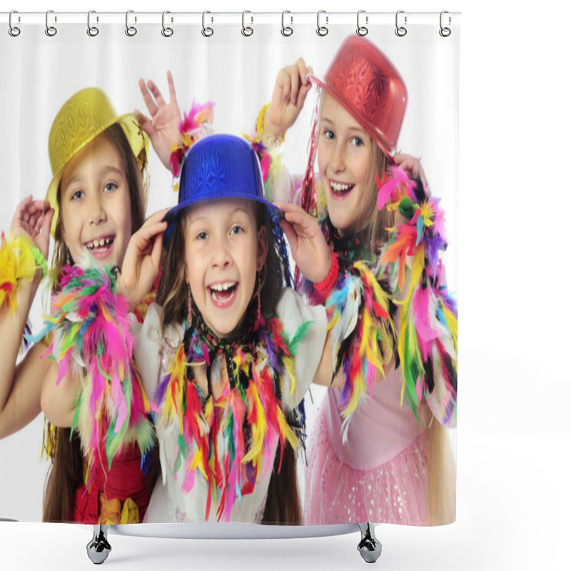 Personality  Three funny carnival kids shower curtains