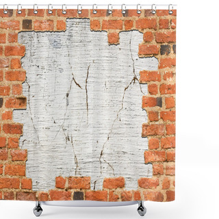 Personality  Brick Wall With A Hole Shower Curtains