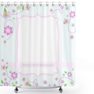 Personality  Vector Blue Striped Background With Flowers Shower Curtains