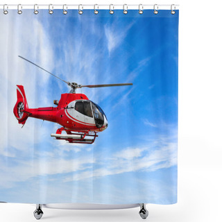 Personality  Helicopter In Flight Shower Curtains