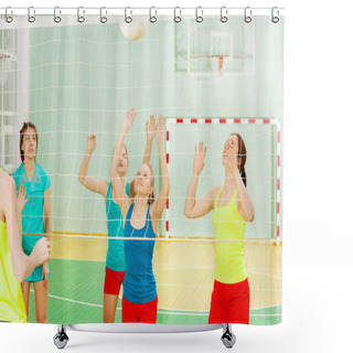 Personality  Volleyball Players In Action Shower Curtains