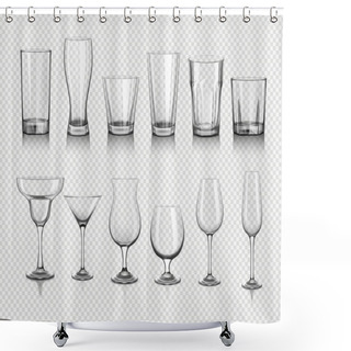 Personality  Realistic Empty Glasses Set Shower Curtains