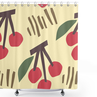 Personality  Seamless Pattern With Cherry. Modern Textile, Greeting Card, Poster, Wrapping Paper Designs. Hand-drawn Illustration. Shower Curtains