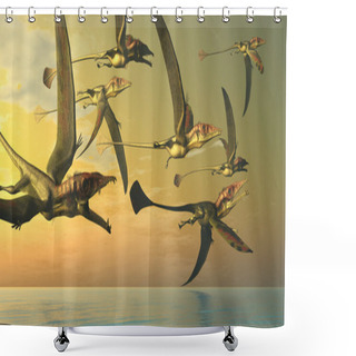 Personality  Eudimorphodon Dinosaur Flock Shower Curtains