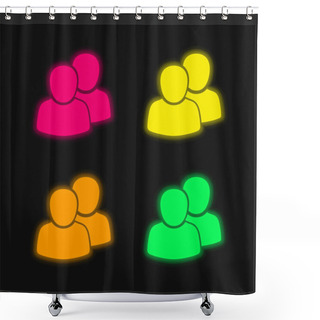 Personality  2 Users Four Color Glowing Neon Vector Icon Shower Curtains
