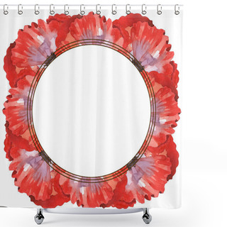 Personality  Red Poppies Isolated On White. Watercolor Background Illustration Set. Frame With Flowers And Copy Space. Shower Curtains