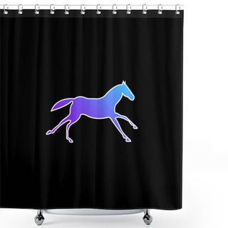 Personality  Black Running Horse Blue Gradient Vector Icon Shower Curtains