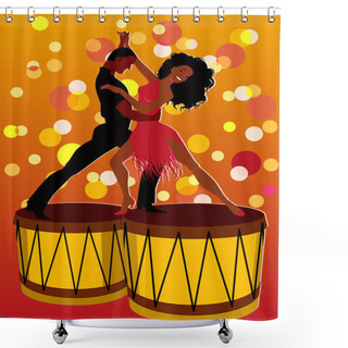 Personality  Latin Couple Dancing On Bongos Shower Curtains