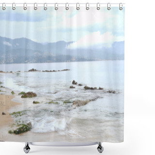 Personality  Beautiful Rocks By The Beach Shower Curtains