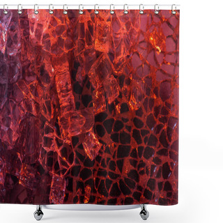 Personality  Top View Of Abstract Red And Black Ice Textured Background Shower Curtains