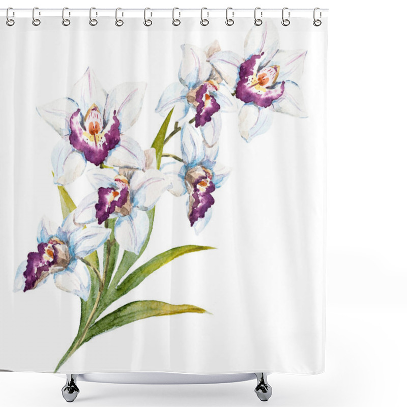 Personality  Watercolor Orchid Flowers Shower Curtains