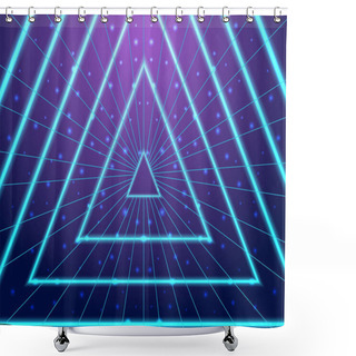 Personality  Background Triangle Tunnel 80s Style. Synthwave, Retrowave Wallpaper Designs. Vector Eps 10 Shower Curtains