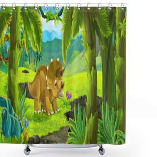 Personality  Cute Baby Triceratops Cartoon Shower Curtains